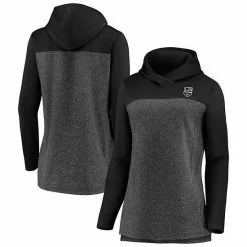 Women's Fanatics Branded Heathered Charcoal/Black Los Angeles Kings Chiller Fleece Pullover Hoodie -Metaverse shop unnamed file 32337