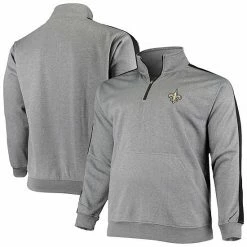 Men's Fanatics Branded Heathered Charcoal New Orleans Saints Big & Tall Quarter-Zip Jacket