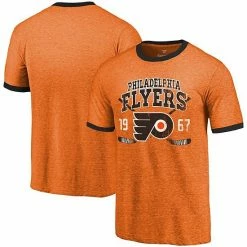 Fanatics Men's Majestic Threads Orange Philadelphia Flyers Buzzer Beater Tri-Blend Ringer T-Shirt