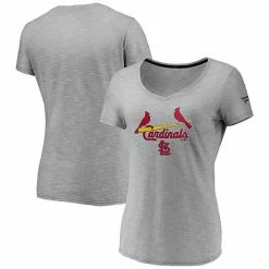 Women's Fanatics Branded Gray St. Louis Cardinals Wordmark & Logo Space-Dye V-Neck T-Shirt -Metaverse shop unnamed file 32520