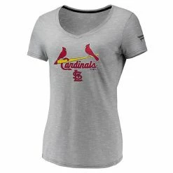 Women's Fanatics Branded Gray St. Louis Cardinals Wordmark & Logo Space-Dye V-Neck T-Shirt -Metaverse shop unnamed file 32521