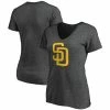 Women's Fanatics Branded Heathered Charcoal San Diego Padres Plus Size Core Official Logo V-Neck T-Shirt -Metaverse shop unnamed file 32527