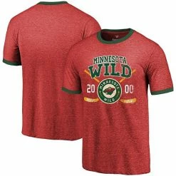 Fanatics Men's Majestic Threads Red Minnesota Wild Buzzer Beater Tri-Blend Ringer T-Shirt