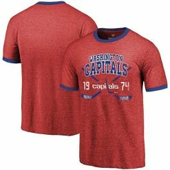 Fanatics Men's Majestic Threads Red Washington Capitals Buzzer Beater Tri-Blend Ringer T-Shirt