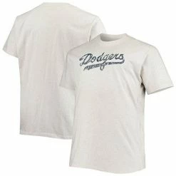 Men's Fanatics Branded Heathered Oatmeal Los Angeles Dodgers Big & Tall Cooperstown Collection Arch T-Shirt -Metaverse shop unnamed file 32597