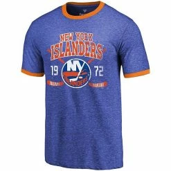 Fanatics Men's Majestic Threads Blue New York Islanders Buzzer Beater Tri-Blend Ringer T-Shirt -Metaverse shop unnamed file 3262