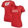 Women's Fanatics Branded Red Wisconsin Badgers Slab Serif Space Dye Tri-Blend V-Neck T-Shirt -Metaverse shop unnamed file 3266