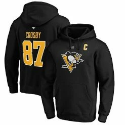 Men's Fanatics Branded Sidney Crosby Black Pittsburgh Penguins Authentic Stack Player Name & Number Pullover Hoodie -Metaverse shop unnamed file 32836