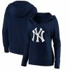 Women's Fanatics Branded Navy New York Yankees Official Logo Crossover V-Neck Pullover Hoodie -Metaverse shop unnamed file 32838