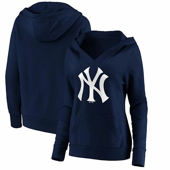 Women's Fanatics Branded Navy New York Yankees Official Logo Crossover V-Neck Pullover Hoodie Women's Fanatics Branded Navy New York Yankees Official Logo Crossover V-Neck Pullover Hoodie -Metaverse shop unnamed file 32838