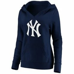 Women's Fanatics Branded Navy New York Yankees Official Logo Crossover V-Neck Pullover Hoodie 4 Women's Fanatics Branded Navy New York Yankees Official Logo Crossover V-Neck Pullover Hoodie -Metaverse shop unnamed file 32840