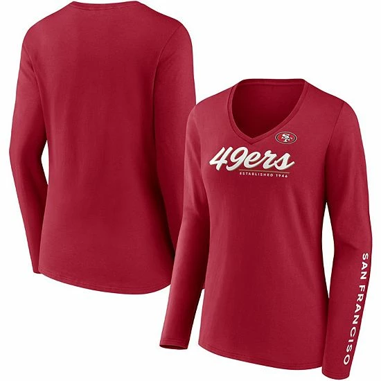 Women's Fanatics Branded Scarlet San Francisco 49ers Drive Forward V-Neck Long Sleeve T-Shirt Women's Fanatics Branded Scarlet San Francisco 49ers Drive Forward V-Neck Long Sleeve T-Shirt -Metaverse shop unnamed file 32966