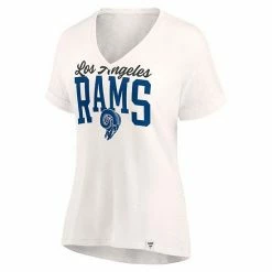 Women's Fanatics Branded Oatmeal Los Angeles Rams Motivating Force V-Neck T-Shirt -Metaverse shop unnamed file 33023