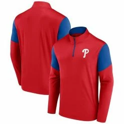 Men's Fanatics Branded Red/Royal Philadelphia Phillies Primary Logo Quarter-Zip Jacket