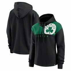 Women's Fanatics Branded Black Boston Celtics Overslide Quarter-Zip Hoodie