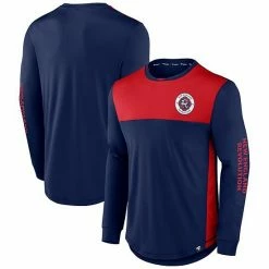 Men's Fanatics Branded Navy/Red New England Revolution Striker Long Sleeve T-Shirt