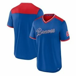 Men's Fanatics Branded Royal/Red Atlanta Braves True Classics Walk-Off V-Neck T-Shirt