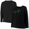 Women's Fanatics Branded Black Carolina Panthers Plus Size Primary Logo Long Sleeve T-Shirt