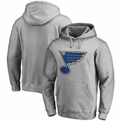 Men's Fanatics Branded Heather Gray St. Louis Blues Primary Team Logo Fleece Fitted Pullover Hoodie -Metaverse shop unnamed file 333