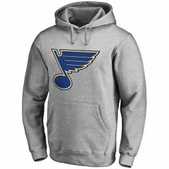 Men's Fanatics Branded Heather Gray St. Louis Blues Primary Team Logo Fleece Fitted Pullover Hoodie -Metaverse shop unnamed file 334
