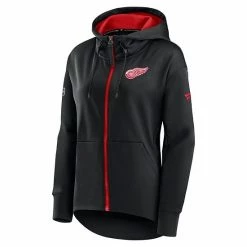 Women's Fanatics Branded Black Detroit Red Wings Authentic Pro Rink Full-Zip Hoodie -Metaverse shop unnamed file 343