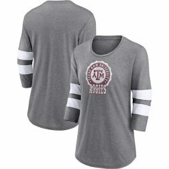Women's Fanatics Branded Heathered Gray Texas A&M Aggies Drive Forward Tri-Blend 3/4-Sleeve T-Shirt -Metaverse shop unnamed file 3534