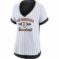 Women's Fanatics Branded White/Black San Francisco Giants Iconic Noise Factor Pinstripe V-Neck T-Shirt 4 Women's Fanatics Branded White/Black San Francisco Giants Iconic Noise Factor Pinstripe V-Neck T-Shirt -Metaverse shop unnamed file 3543