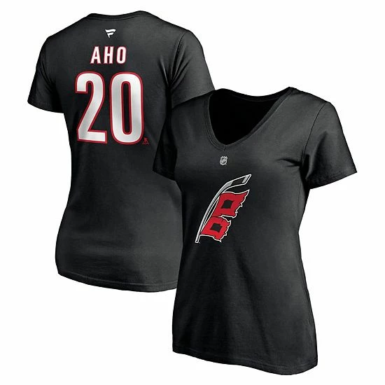 Women's Fanatics Branded Sebastian Aho Black Carolina Hurricanes Alternate Authentic Stack Name & Number V-Neck T-Shirt Women's Fanatics Branded Sebastian Aho Black Carolina Hurricanes Alternate Authentic Stack Name & Number V-Neck T-Shirt -Metaverse shop unnamed file 3684