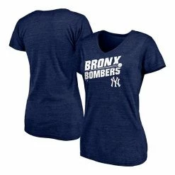Women's Fanatics Branded Heathered Navy New York Yankees Hometown Pinstripe Tri-Blend V-Neck T-Shirt 3 Women's Fanatics Branded Heathered Navy New York Yankees Hometown Pinstripe Tri-Blend V-Neck T-Shirt -Metaverse shop unnamed file 3693