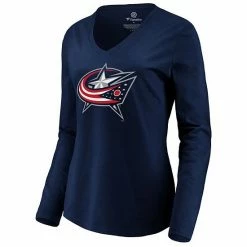 Women's Fanatics Branded Navy Columbus Blue Jackets Primary Logo Long Sleeve V-Neck T-Shirt 4 Women's Fanatics Branded Navy Columbus Blue Jackets Primary Logo Long Sleeve V-Neck T-Shirt -Metaverse shop unnamed file 3698