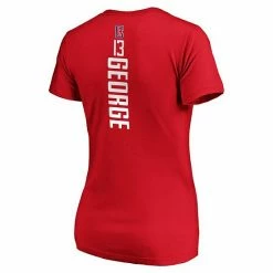Women's Fanatics Branded Paul George Red LA Clippers Playmaker Logo Name & Number V-Neck T-Shirt -Metaverse shop unnamed file 3714