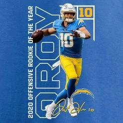 Men's Fanatics Branded Justin Herbert Powder Blue Los Angeles Chargers 2020 NFL Offensive Rookie Of The Year T-Shirt -Metaverse shop unnamed file 3766