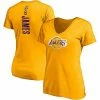 Women's Fanatics Branded LeBron James Gold Los Angeles Lakers Logo Playmaker Name & Number V-Neck T-Shirt 2 Women's Fanatics Branded LeBron James Gold Los Angeles Lakers Logo Playmaker Name & Number V-Neck T-Shirt -Metaverse shop unnamed file 3779