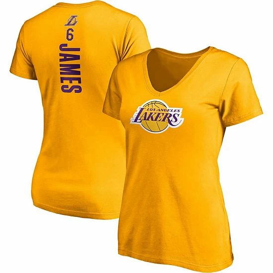 Women's Fanatics Branded LeBron James Gold Los Angeles Lakers Logo Playmaker Name & Number V-Neck T-Shirt Women's Fanatics Branded LeBron James Gold Los Angeles Lakers Logo Playmaker Name & Number V-Neck T-Shirt -Metaverse shop unnamed file 3780