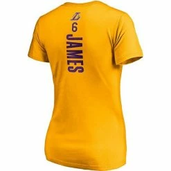 Women's Fanatics Branded LeBron James Gold Los Angeles Lakers Logo Playmaker Name & Number V-Neck T-Shirt 5 Women's Fanatics Branded LeBron James Gold Los Angeles Lakers Logo Playmaker Name & Number V-Neck T-Shirt -Metaverse shop unnamed file 3782