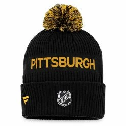 Men's Fanatics Branded Black/Yellow Pittsburgh Penguins 2022 NHL Draft Authentic Pro Cuffed Knit Hat With Pom -Metaverse shop unnamed file 3792