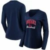 Women's Fanatics Branded Navy Cleveland Indians Victory Script V-Neck Long Sleeve T-Shirt -Metaverse shop unnamed file 3800