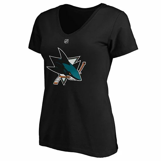 Women's Fanatics Branded Erik Karlsson Black San Jose Sharks Authentic Stack Name & Number V-Neck T-Shirt 5 Women's Fanatics Branded Erik Karlsson Black San Jose Sharks Authentic Stack Name & Number V-Neck T-Shirt - Image 3