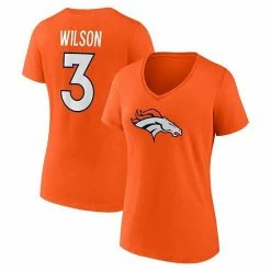 Women's Fanatics Branded Russell Wilson Orange Denver Broncos Player Icon Name & Number V-Neck T-Shirt