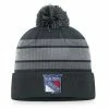 Men's Fanatics Branded Charcoal New York Rangers Authentic Pro Home Ice Cuffed Knit Hat With Pom