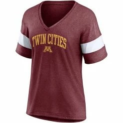 Women's Fanatics Branded Heathered Maroon Minnesota Golden Gophers Arched City Sleeve-Striped Tri-Blend V-Neck T-Shirt 4 Women's Fanatics Branded Heathered Maroon Minnesota Golden Gophers Arched City Sleeve-Striped Tri-Blend V-Neck T-Shirt -Metaverse shop unnamed file 3855