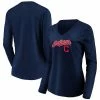 Women's Fanatics Branded Navy Cleveland Indians Core Team Lockup Long Sleeve V-Neck T-Shirt -Metaverse shop unnamed file 3886