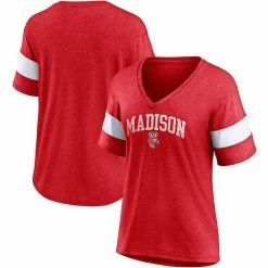 Women's Fanatics Branded Heathered Red Wisconsin Badgers Arched City Sleeve-Striped Tri-Blend V-Neck T-Shirt 3 Women's Fanatics Branded Heathered Red Wisconsin Badgers Arched City Sleeve-Striped Tri-Blend V-Neck T-Shirt -Metaverse shop unnamed file 3895