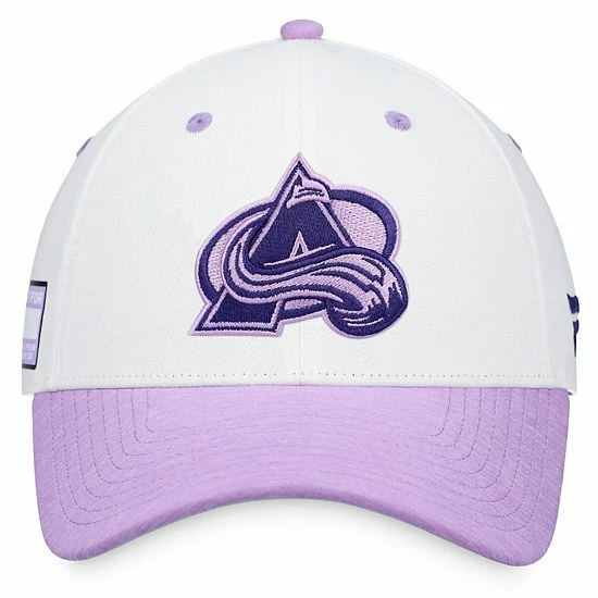 Men's Fanatics Branded White/Purple Colorado Avalanche Authentic Pro Hockey Fights Cancer Snapback Hat - Image 3