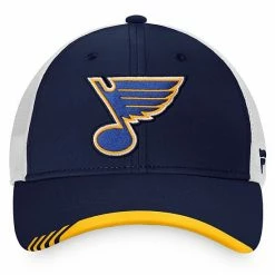 Men's Fanatics Branded Navy/White St. Louis Blues Authentic Pro Team Locker Room Trucker Snapback Hat -Metaverse shop unnamed file 4164