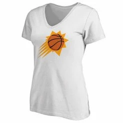 Women's Fanatics Branded White Phoenix Suns Primary Logo Team V-Neck T-Shirt -Metaverse shop unnamed file 4387