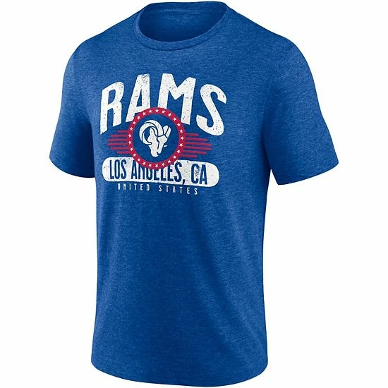 Men's Fanatics Branded Heathered Royal Los Angeles Rams Americana Tri-Blend T-Shirt 5 Men's Fanatics Branded Heathered Royal Los Angeles Rams Americana Tri-Blend T-Shirt - Image 3