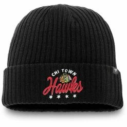 Men's Fanatics Branded Black Chicago Blackhawks Hometown Cuffed Knit Hat