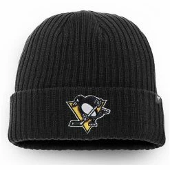 Men's Fanatics Branded Black Pittsburgh Penguins Core Primary Logo Cuffed Knit Hat
