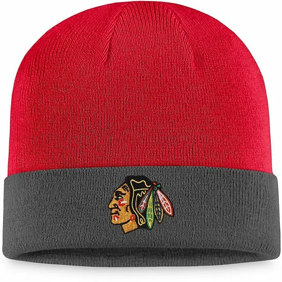Men's Fanatics Branded Charcoal/Red Chicago Blackhawks Team Cuffed Knit Hat Men's Fanatics Branded Charcoal/Red Chicago Blackhawks Team Cuffed Knit Hat -Metaverse shop unnamed file 4700